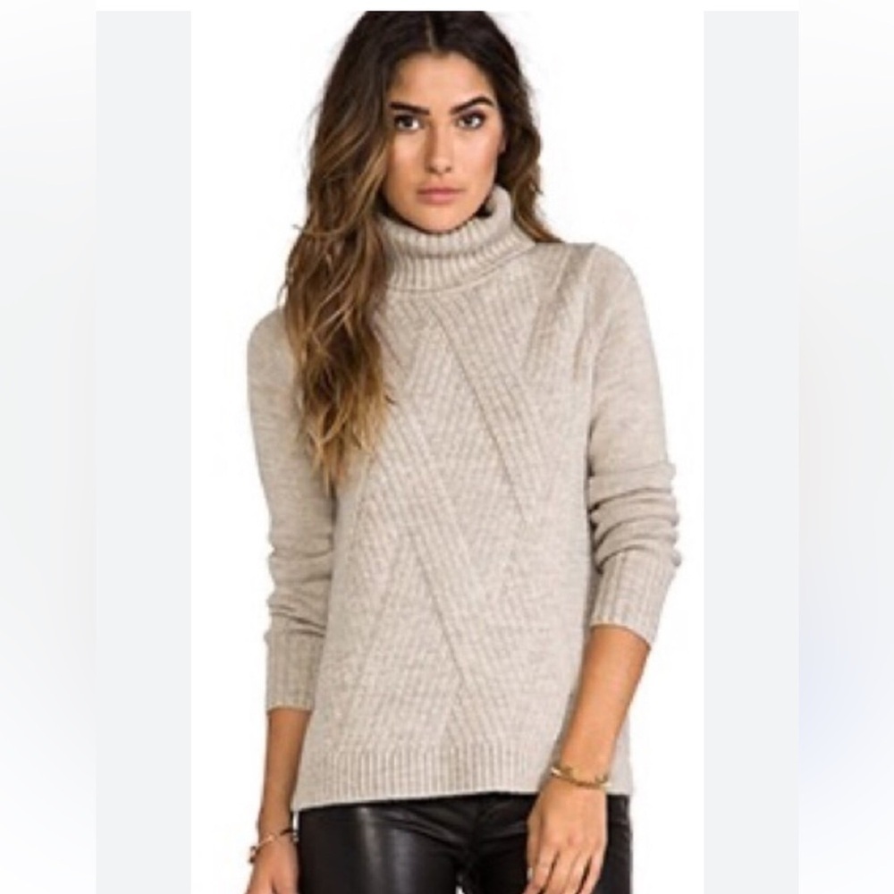 Vince Traveling Rib Turtleneck merino alpaca camel Large almondine